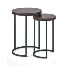 Julian Bowen Tribeca Round Nesting Side Tables - Walnut - thumbnail 2
