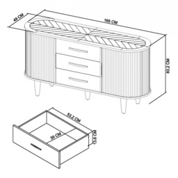 Markham Silver Grey Wide Sideboard - thumbnail 3
