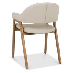 Brandon Rustic Oak Upholstered Arm Chair Pair - Ivory Bonded Leather - thumbnail 5