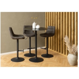 Malta Ceramic Round Bar Table - Matt Black - thumbnail 1