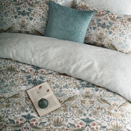 William Morris At Home Strawberry Thief Duvet Set - Hessian - Double - thumbnail 7