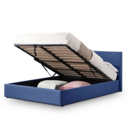 Julian Bowen Rialto Lift Up Storage Bed - Dark Blue Linen - 135cm Double - thumbnail 2