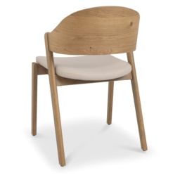 Kingston Rustic Oak Ply Back Dining Chair - Ivory Bonded Leather Pair - thumbnail 4