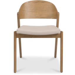Kingston Rustic Oak Ply Back Dining Chair - Ivory Bonded Leather Pair - thumbnail 3