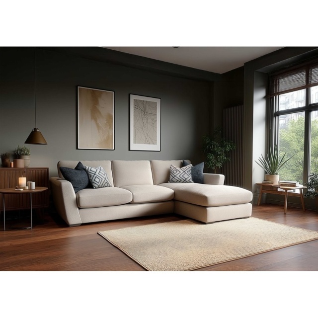 Harper Large 3 Seater Chaise Sofa in Fabric - Right Hand Facing - Grade B - image 1