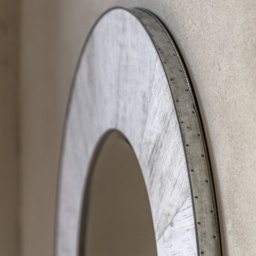 Gallery Direct Hackney Mirror Round 90cm - White Oak / Grey - thumbnail 3