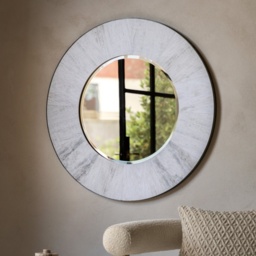 Gallery Direct Hackney Mirror Round 90cm - White Oak / Grey