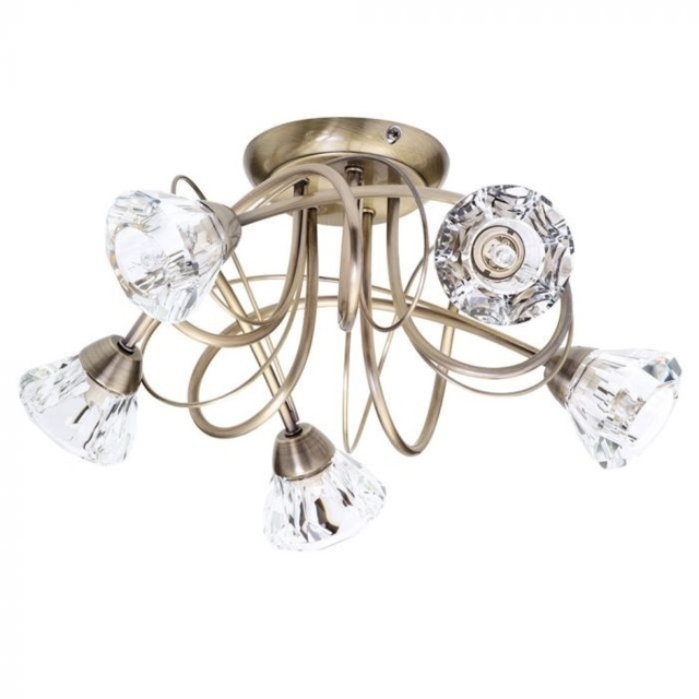 BHS Marianne 5 Light Ceiling Light - Antique Brass/Clear - image 1
