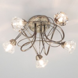BHS Marianne 5 Light Ceiling Light - Antique Brass/Clear - thumbnail 2