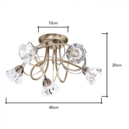 BHS Marianne 5 Light Ceiling Light - Antique Brass/Clear - thumbnail 4