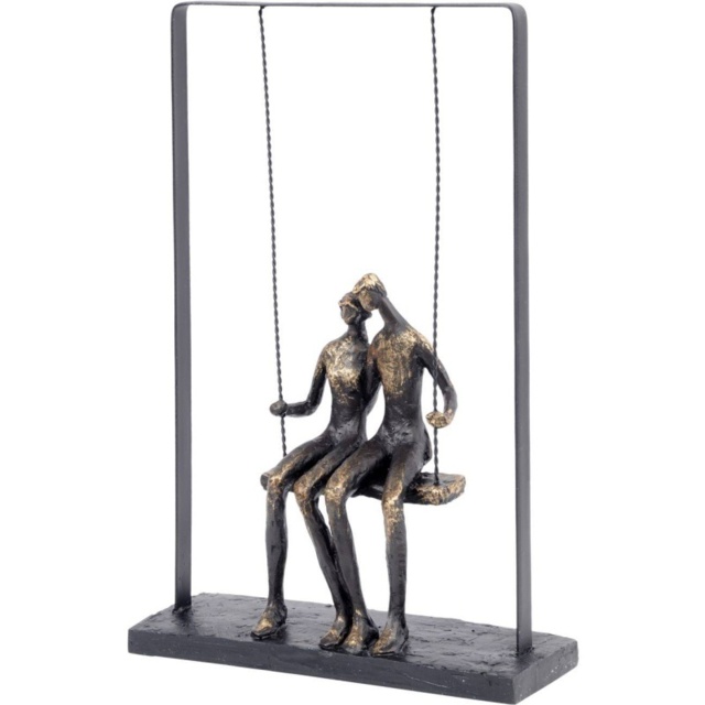 Libra Couple Sitting On A Swing Bronze Figurative Sculpture - image 1