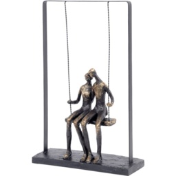 Libra Couple Sitting On A Swing Bronze Figurative Sculpture - thumbnail 1