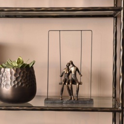 Libra Couple Sitting On A Swing Bronze Figurative Sculpture - thumbnail 2