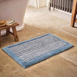 Christy Portobello Stripe Cotton Bath Mat - Chalk Blue - thumbnail 1