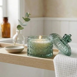 Candlelight Small Round Embossed Jar Candle With Lid Chengdu Sakura Blossom - thumbnail 3