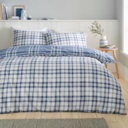 Catherine Lansfield Kelso Check Duvet Set - Blue - Single - thumbnail 4