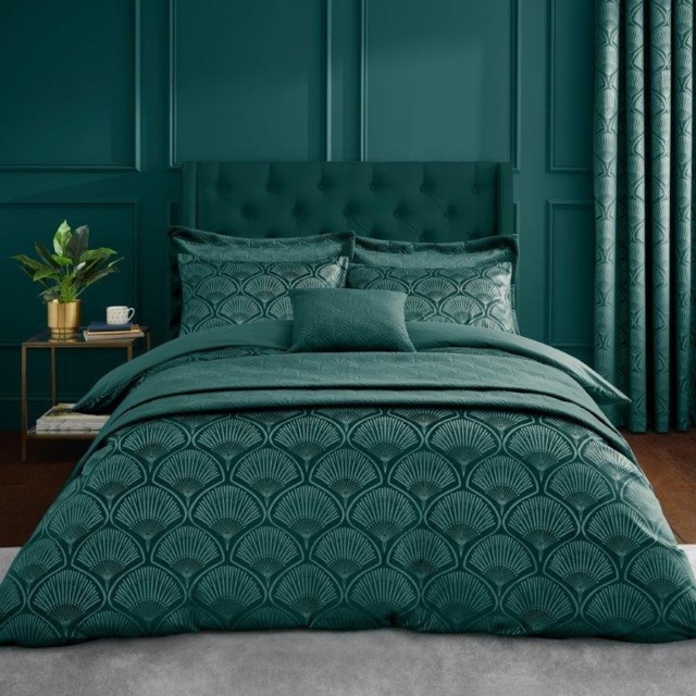 Catherine Lansfield Art Deco Pearl Duvet Set - Teal - Double - image 1