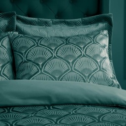 Catherine Lansfield Art Deco Pearl Duvet Set - Teal - Double - thumbnail 2