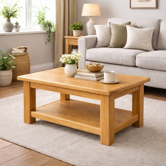 Ascot Rustic Oak Rectangular Large Coffee Table - image 1