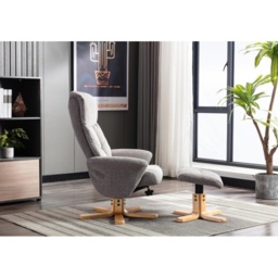 Mars Recliner Chair and Footstool Set - Fossil Fabric - thumbnail 4
