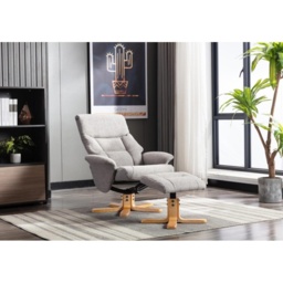 Mars Recliner Chair and Footstool Set - Fossil Fabric - thumbnail 3