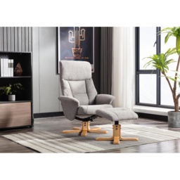 Mars Recliner Chair and Footstool Set - Fossil Fabric - thumbnail 1