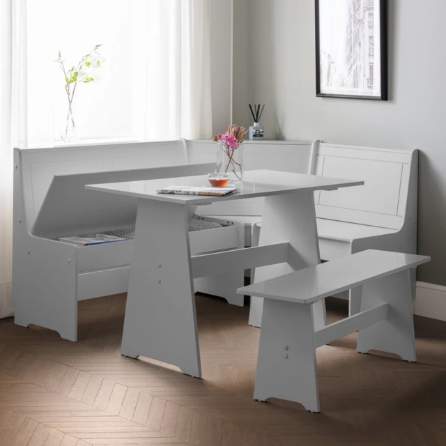 Julian Bowen Newport Corner Dining Set With Storage Bench - Dove Grey - image 1