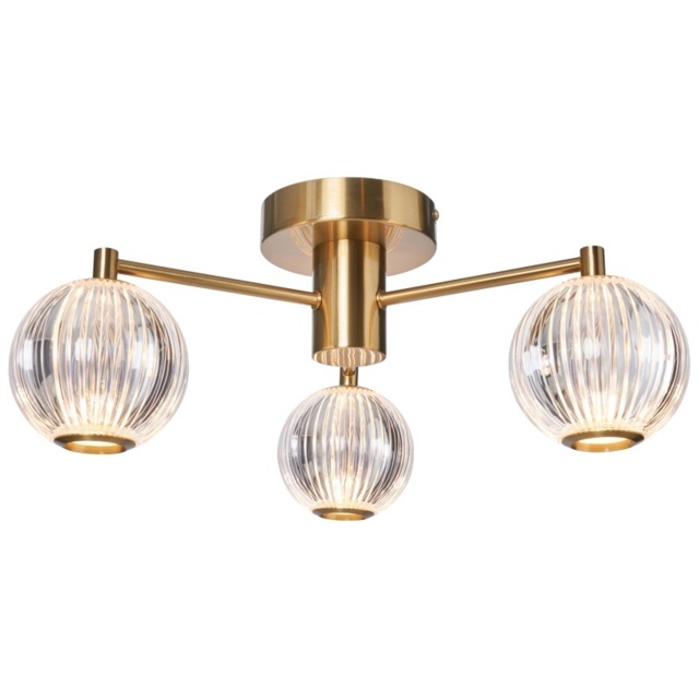 BHS Rimi Acrylic Ball 3 Light Semi Flush - Brass - image 1