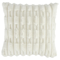 Bianca Carved Faux Fur Filled Cushion 50cm - Cream - thumbnail 4