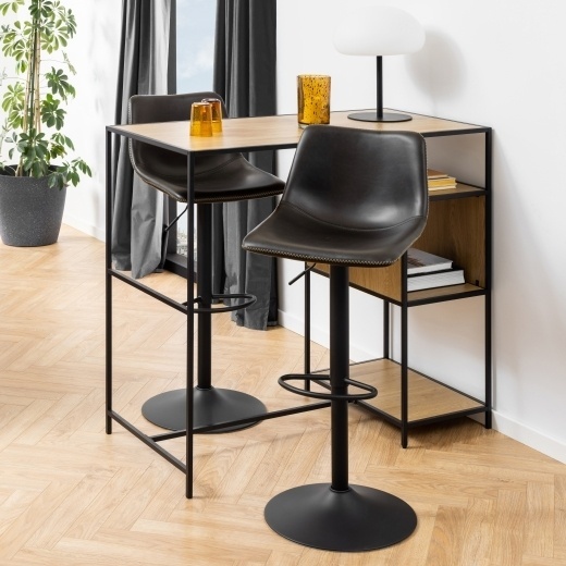 Oregon Height Adjustable Faux Leather Swivel Bar Stool - Vintage Black - image 1