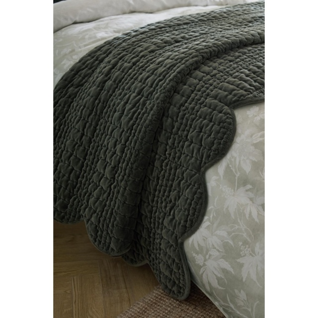Laura Ashley Brady Scalloped Bedspread - Pine Green - image 1