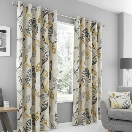 Fusion Ensley Lined Eyelet Curtains - Ochre - 66 x 90 - image 1