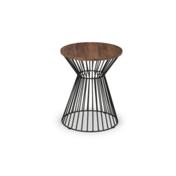 Julian Bowen Jersey Round Wire Lamp Table - Walnut - thumbnail 2