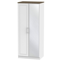 Kent 2 Door Mirror Wardrobe - White Ash and Oak - thumbnail 1