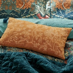 Morris and Co Honeysuckle and Tulip Cushion Saffron