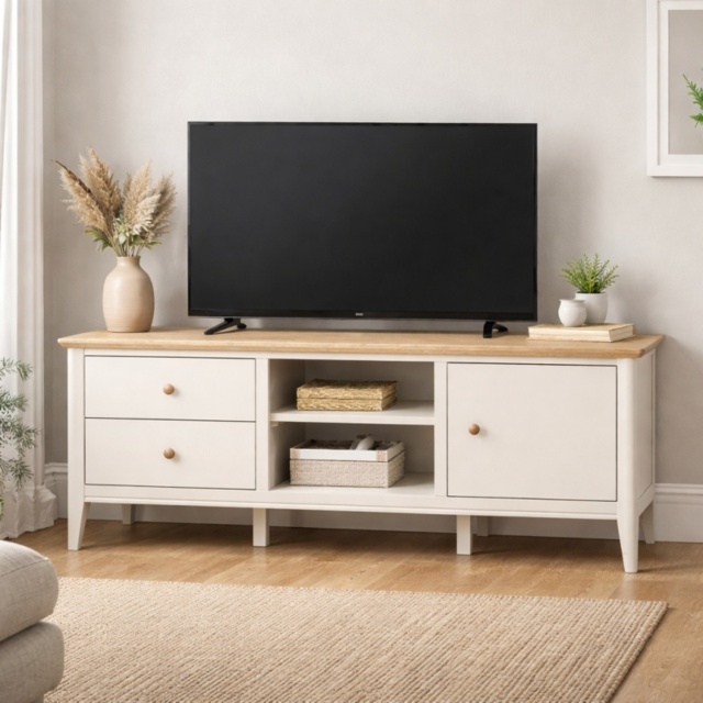 Caldecott TV Unit - Light Oak/Stone Grey - image 1