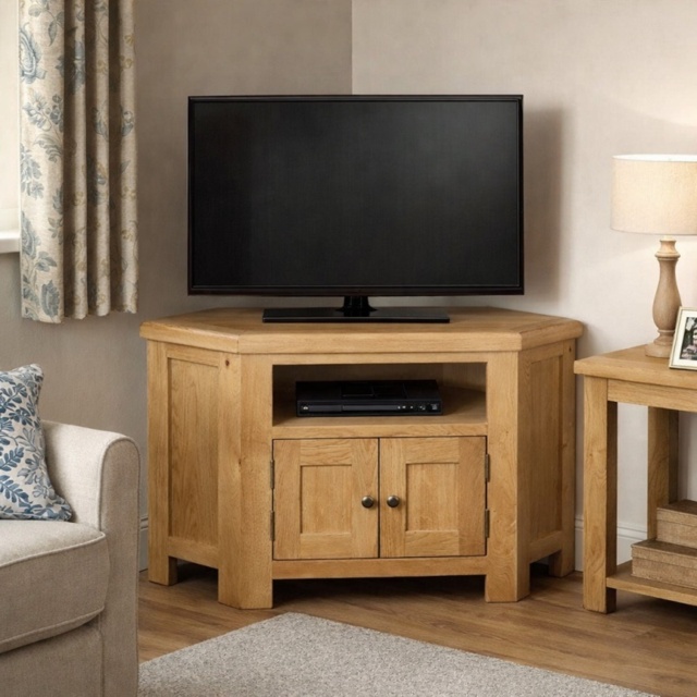 Ascot Rustic Oak Corner TV Unit - image 1