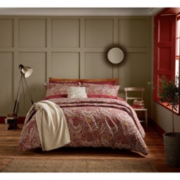 Morris and Co Larkspur Duvet Set - Red - Single - thumbnail 1