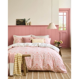 Laura Ashley Ashstead Damask Duvet Set - Natural and Coral - Double - thumbnail 1