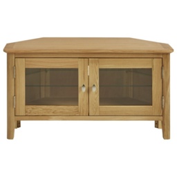 Hardwick Oak Corner Media Stand - thumbnail 1