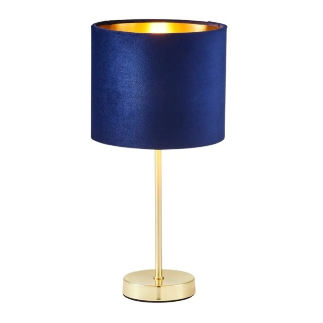 BHS Velvet Table Lamp - Navy/Brass - image 1