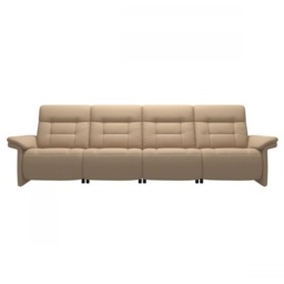 Stressless Mary 4 Seater Power Recliner Sofa With Upholstered Arms - Fabric