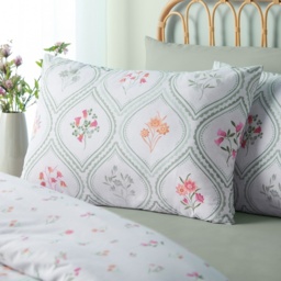 Catherine Lansfield Cameo Floral Duvet Set - Soft Green - King - thumbnail 3