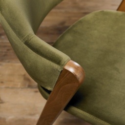 Brandon Rustic Oak Upholstered Chair Pair - Cedar Velvet - thumbnail 2