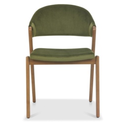 Brandon Rustic Oak Upholstered Chair Pair - Cedar Velvet - thumbnail 3