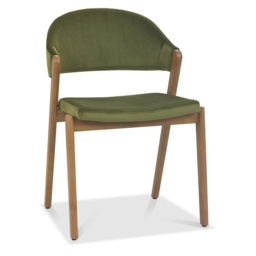 Brandon Rustic Oak Upholstered Chair Pair - Cedar Velvet - thumbnail 4