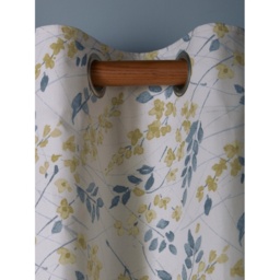 Laura Ashley Longston Sprig Eyelet Curtains - Ochre Yellow - W 88 x D 72 - thumbnail 3