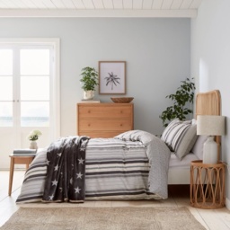 Helena Springfield Beach House Stripe Duvet Set - Linen/Grey - King - thumbnail 1