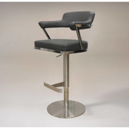 HND Firenza Bar Stool - Stainless Steel Frame - Black PU Leather