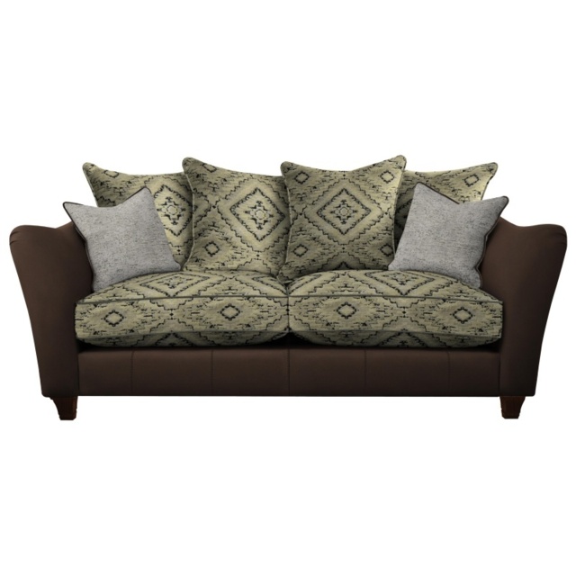 Parker Knoll Harriet Large 2 Seater Pillow Back Leather/Fabric Sofa - Leather/Fabric Mix - image 1